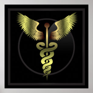 Impressão Dourado de Caduceus
