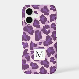 Impressão e monograma de leopardo roxo