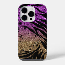 Impressão em animais com brilho roxo e Dourado