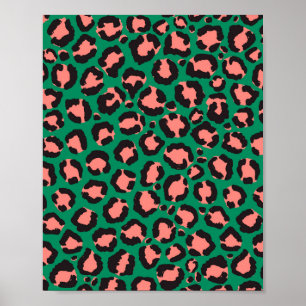 Impressão em animais de leopardo preto rosa-coral