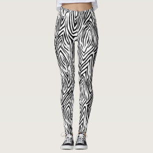 Impressão em animais preto/branco Leggings feminin