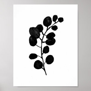Impressão em Aquarela de Planta Botânica Eucalip