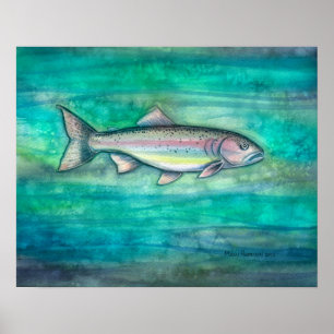 Impressão em Aquarela de Truta Arco-Íris por Molly