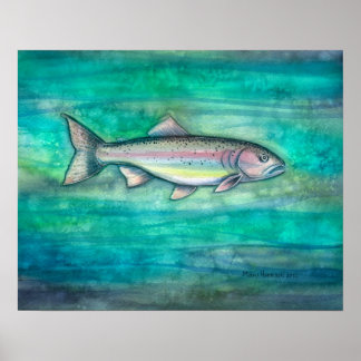 Impressão em Aquarela de Truta Arco-Íris por Molly