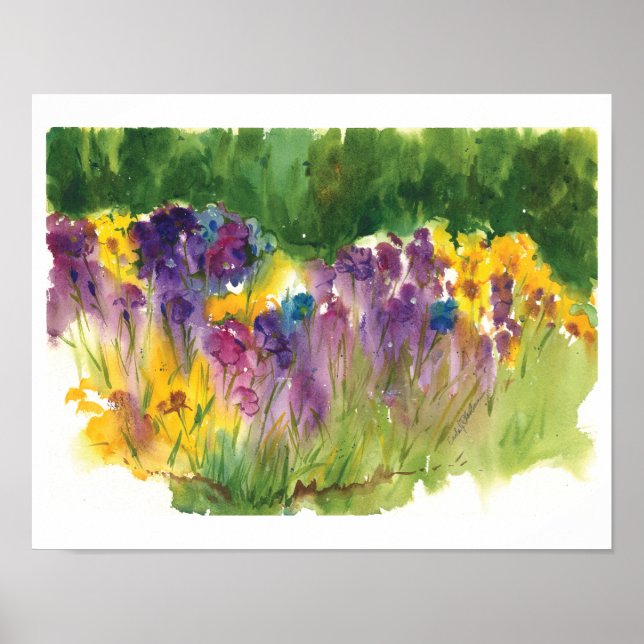 Impressão em Aquarela do Jardim de Íris - 11 x14 (Frente)