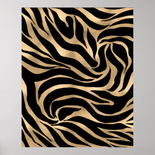 Impressão em Black Zebra Dourada Metálica Elegante