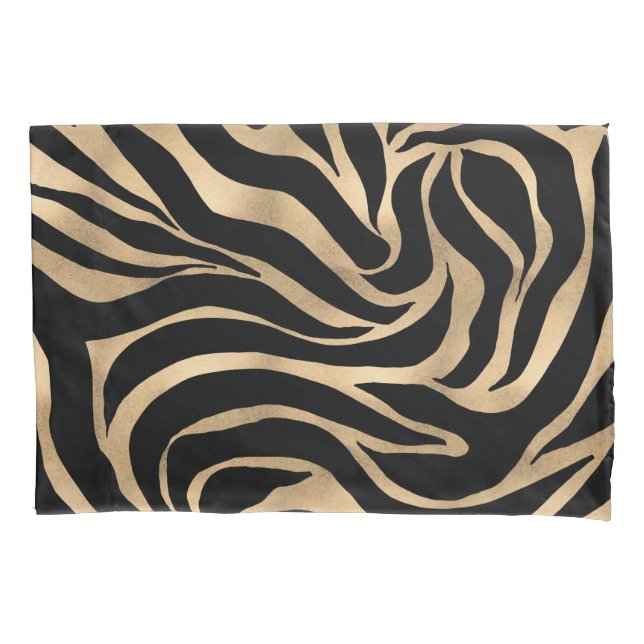 Impressão em Black Zebra Dourada Metálica Elegante (Frente-Esquerda)