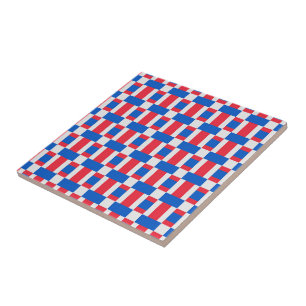 Impressão em bloco de cor vermelho branco e azul