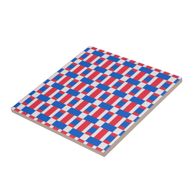 Impressão em bloco de cor vermelho branco e azul  (Lateral)