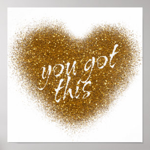 Impressão em Parede Coração Glamour YOU GOT THIS B