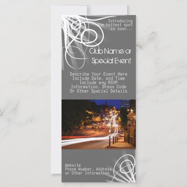 Impressão em Rack Card, Clube Noturno/Tema de Part (Frente)