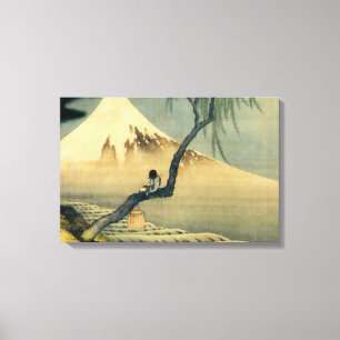 Impressão Em Tela 富士と少年, 北斎 Monte Fuji e menino, Hokus