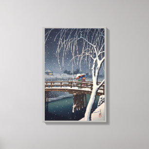 Impressão Em Tela 江戸川の宵雪, nivelando a neve em Edogawa, H