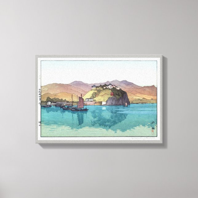 Impressão Em Tela 湖 口, Hukou, China, Hiroshi Yoshida, Woodcut (Frente)