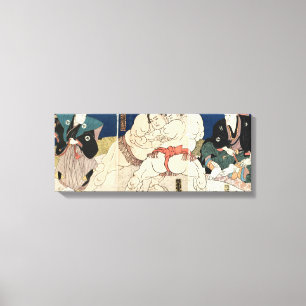 Impressão Em Tela 相撲, luta de Smou do 国貞, Kunisada, Ukiyo-e