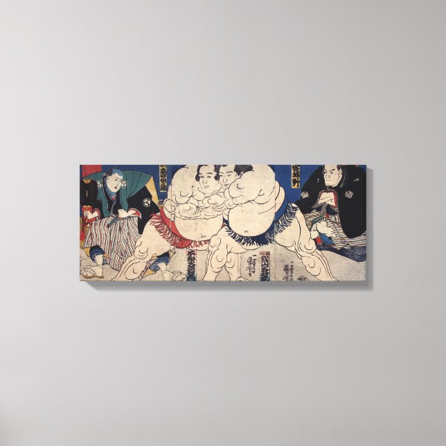 Impressão Em Tela 相 撲, 国 芳 Sumo Luta, Kuniyoshi, Ukiyo-e (Frente)