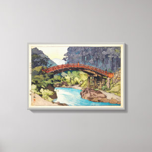 Impressão Em Tela 神橋, ponte sagrado, Hiroshi Yoshida, Woodcut