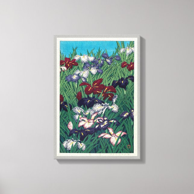 Impressão Em Tela 菖 蒲, Iris, Hasui Kawase, Woodcut (Frente)