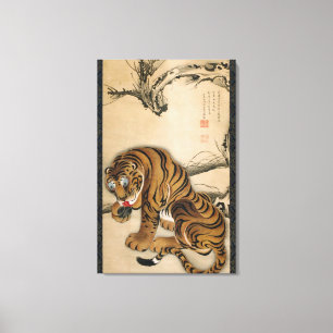 Impressão Em Tela 虎図, tigre do 若冲, Jakuchu, arte de Japão