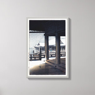 Impressão Em Tela 雪の清水寺, neve no templo de Kiyomizu, Hasui