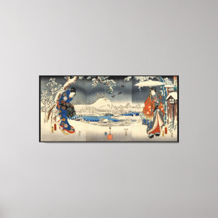 Impressão Em Tela 雪 景 色 の 人, 豊 Amantes da Cena da Neve,