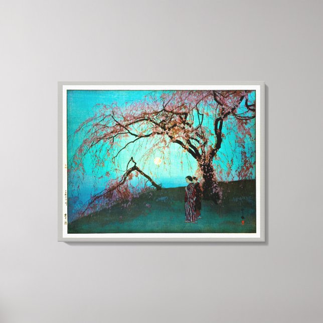 Impressão Em Tela 雲 井 桜, Kumoi Cherry floresce, Yoshida, Woodcut (Frente)