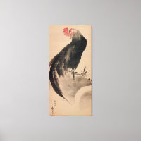 黒 い 鶏, 北 斎 Black Rooster, Hokusai