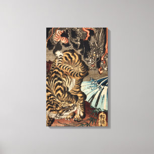 Impressão Em Tela 龍虎, tigre do 国芳 & dragão, Kuniyoshi, Ukiy