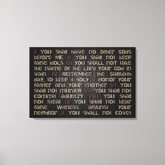 Impressão Em Tela 10 mandamentos em wood escuro de 30" x wrap de 20" (Frente)