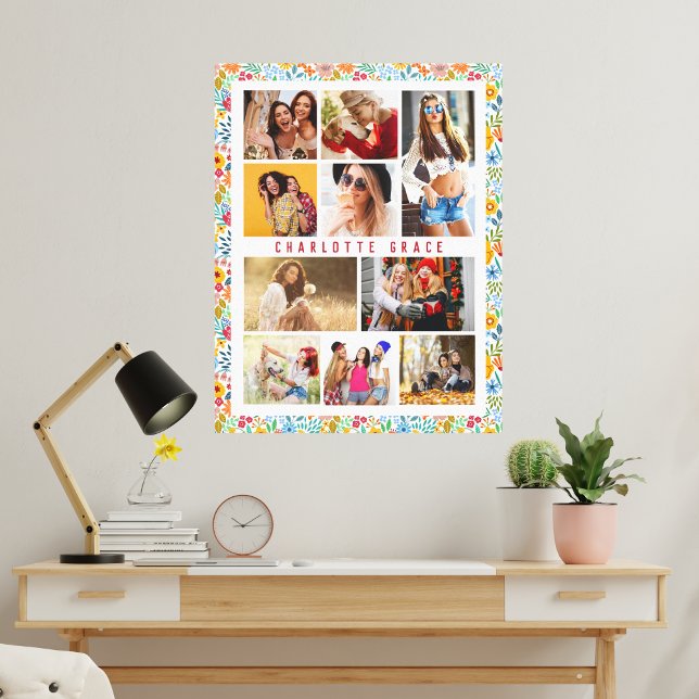 Impressão Em Tela 10 Photo Modern Trendy Floral Na moda Name (Criador carregado)