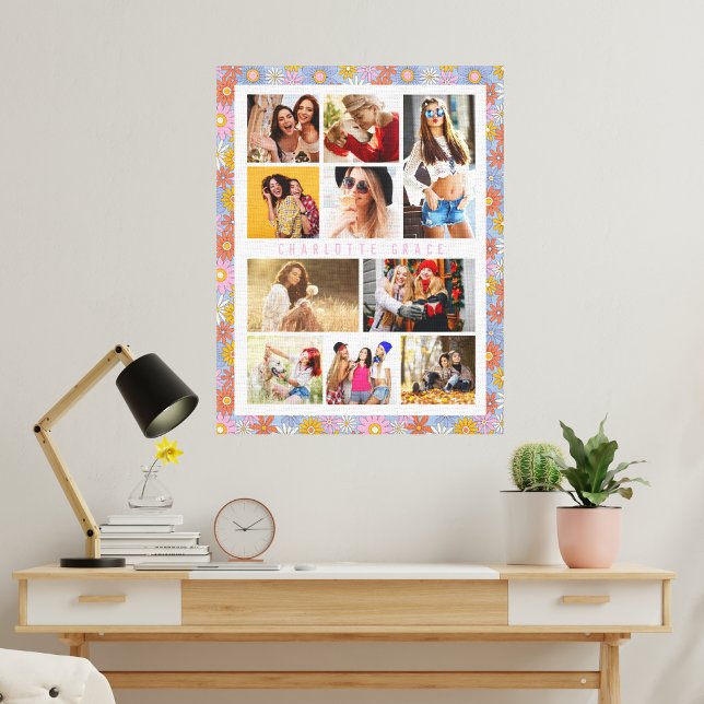 Impressão Em Tela 10 Photo Modern Trendy Hippie Floral Na moda Name (Criador carregado)