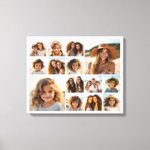 Impressão Em Tela 14 Colagem de Fotos - Branco Minimalista Moderno