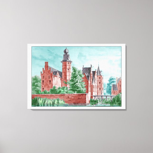 Impressão Em Tela 1729 A. de Haen Dutch Kasteel WESTERVELT  (Frente)