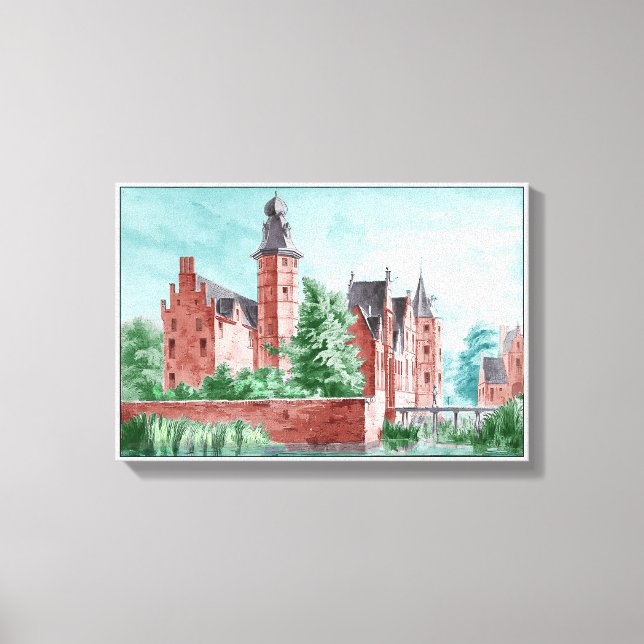 Impressão Em Tela 1729 A. de Haen Dutch Kasteel WESTERVELT  (Frente)