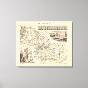 Impressão Em Tela 1858 Map of Loir et Cher Department, France Poster