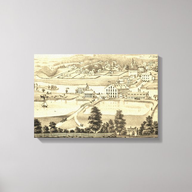 Impressão Em Tela 1871 Birds Eye View Carpentersville Illinois (Frente)