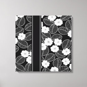 Impressão Em Tela 1 Tela Preto Branco Corte Damask Floral (a)