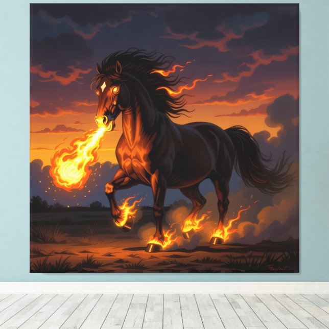 Impressão Em Tela „2026 – Das Jahr des Feuerpferds“ (Insitu(piso de madeira))