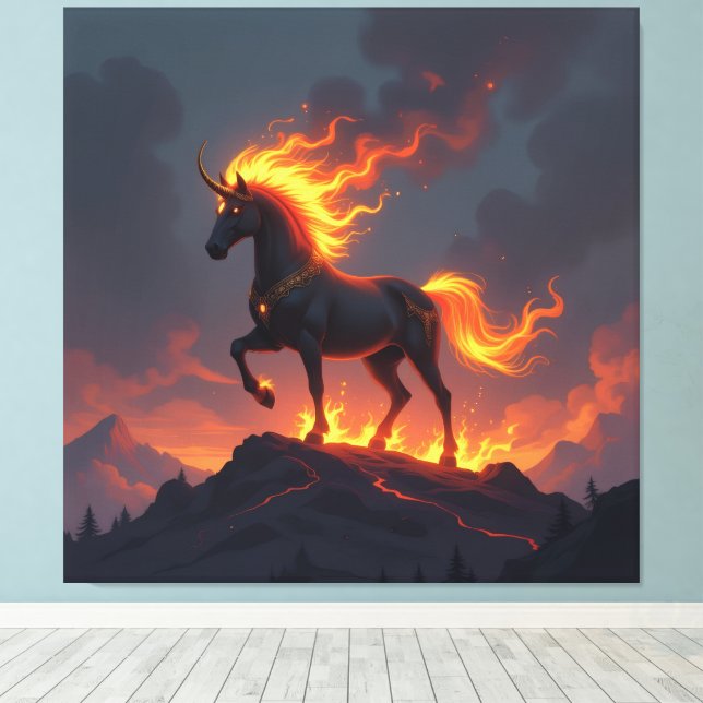 Impressão Em Tela „2026 – Das Jahr des Feuerpferds“ (Insitu(piso de madeira))