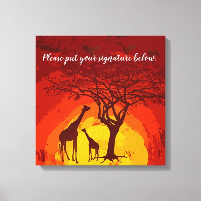 Impressão Em Tela 20"x20" Signature African Safari Giraffe Su (Frente)