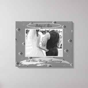 Impressão Em Tela "25 Silver Weding Anniversário" Rosas Silver pode