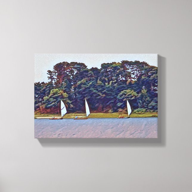 Impressão Em Tela 3 Boat Cotuit Skiff Race (Frente)