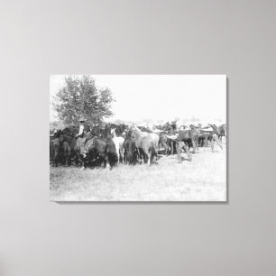 Impressão Em Tela 3 Cowboys Roping Horses FotografiaDakota do Sul