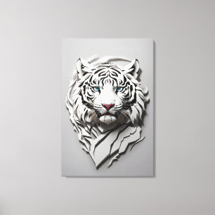 Impressão Em Tela 3d arte branca do tigre