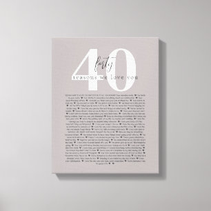 Impressão Em Tela 40 razões pelas quais amamos seu presente de tatua