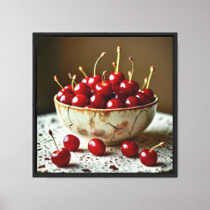 Impressão em tela 40x40 cm Cerejas