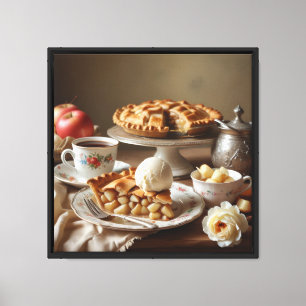 Impressão em tela 40x40 cm. Torta de Maçã e Sorvet