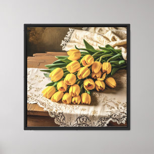 Impressão em tela 40x40 cm Tulipas Amarelas