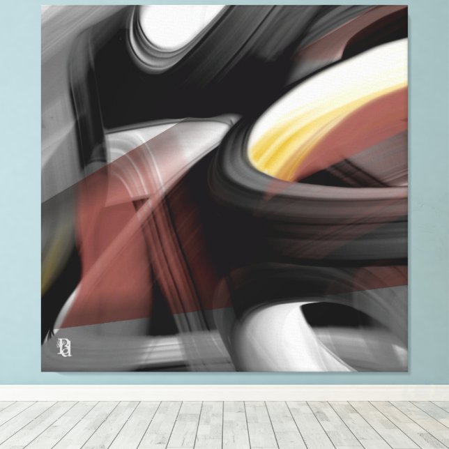 Impressão Em Tela 40x40" Trend Abstract Art Black White Powdery (Insitu(piso de madeira))