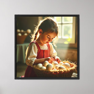 Impressão em Tela 40x40cm Contando os Ovos